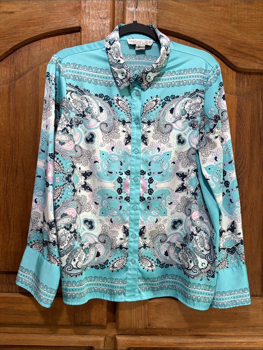 Rachel Zoe Turquoise Paisley Button-Down Shirt